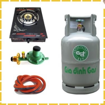 Trọn Bộ Bình Bếp Gas Đơn Bếp Kính Van Dây Khóa Gas Tự Động