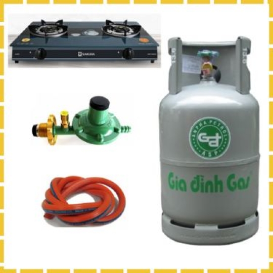 Giá Trọn Bộ Bình Bếp Gas Đôi Mặt Kính Sakura Van Dây Khóa TựĐộng 
