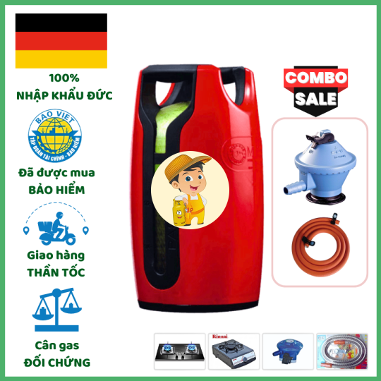Combo Bộ Bình Gas Miss Đỏ Chống Cháy Nổ 12Kg