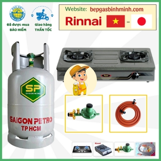 Combo Bộ Bình Bếp Gas Đôi RINNAI RV-370(GM)N