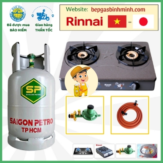 Bếp Gas Rinnai 640AGF Tặng Bộ Bình Gas Van Dây